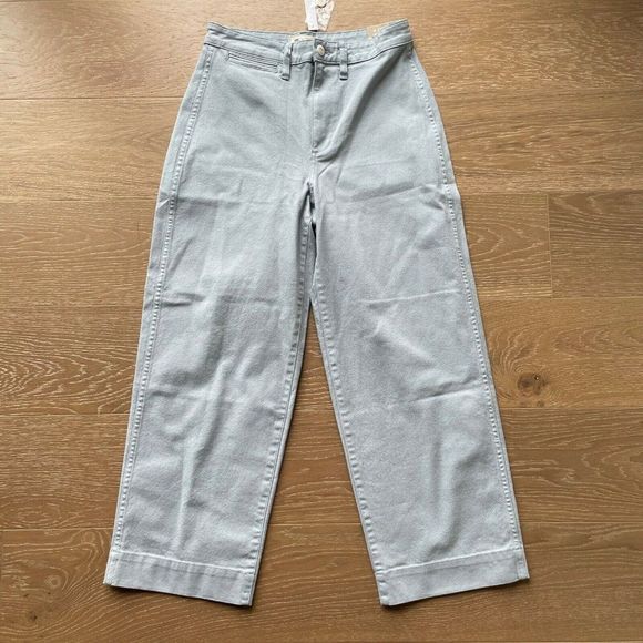 Madewell Tall Curvy Slim Emmett Wide-Leg Crop Pants Size 27 Blue High Rise - Picture 3 of 6